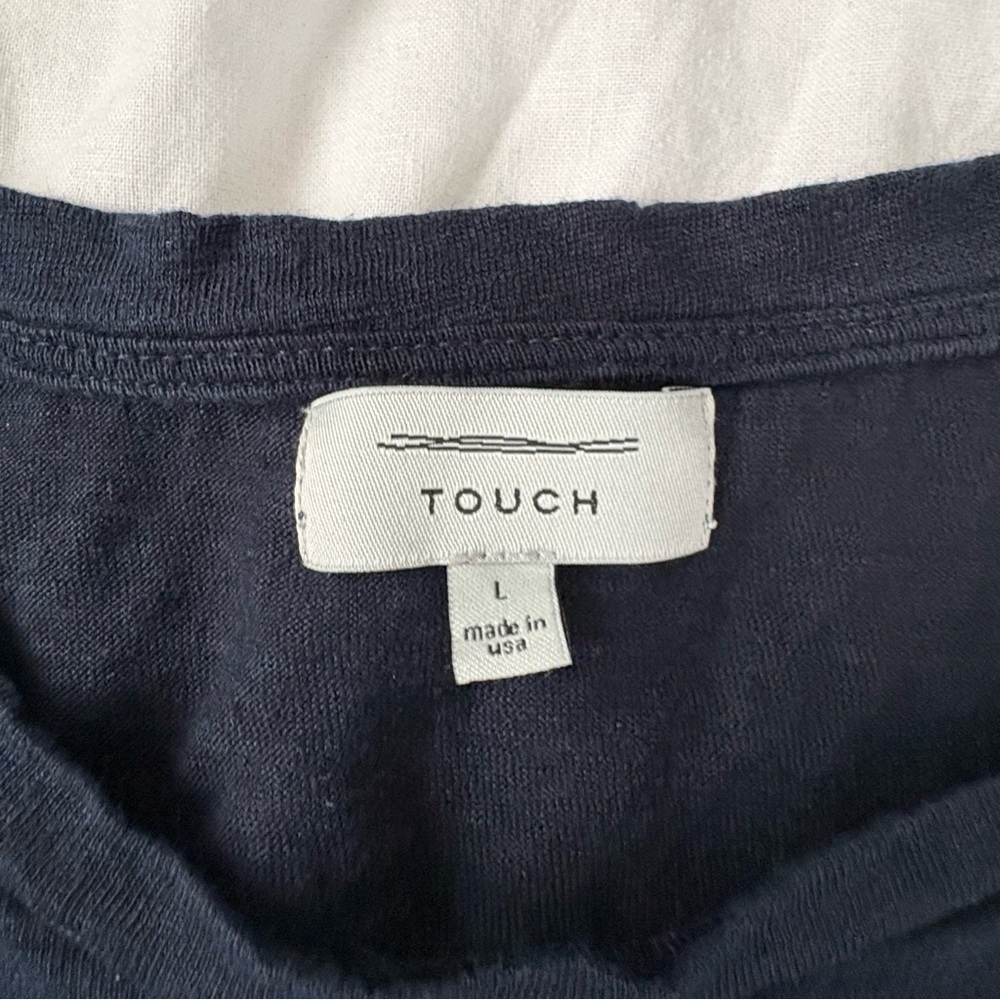 Rough Linen Large 100% Linen Long Sleeve Top Blouse Patch Pocket Navy Blue Touch — image 3 of 6